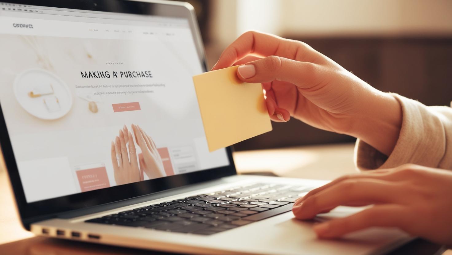 Person making an online purchase with credit card