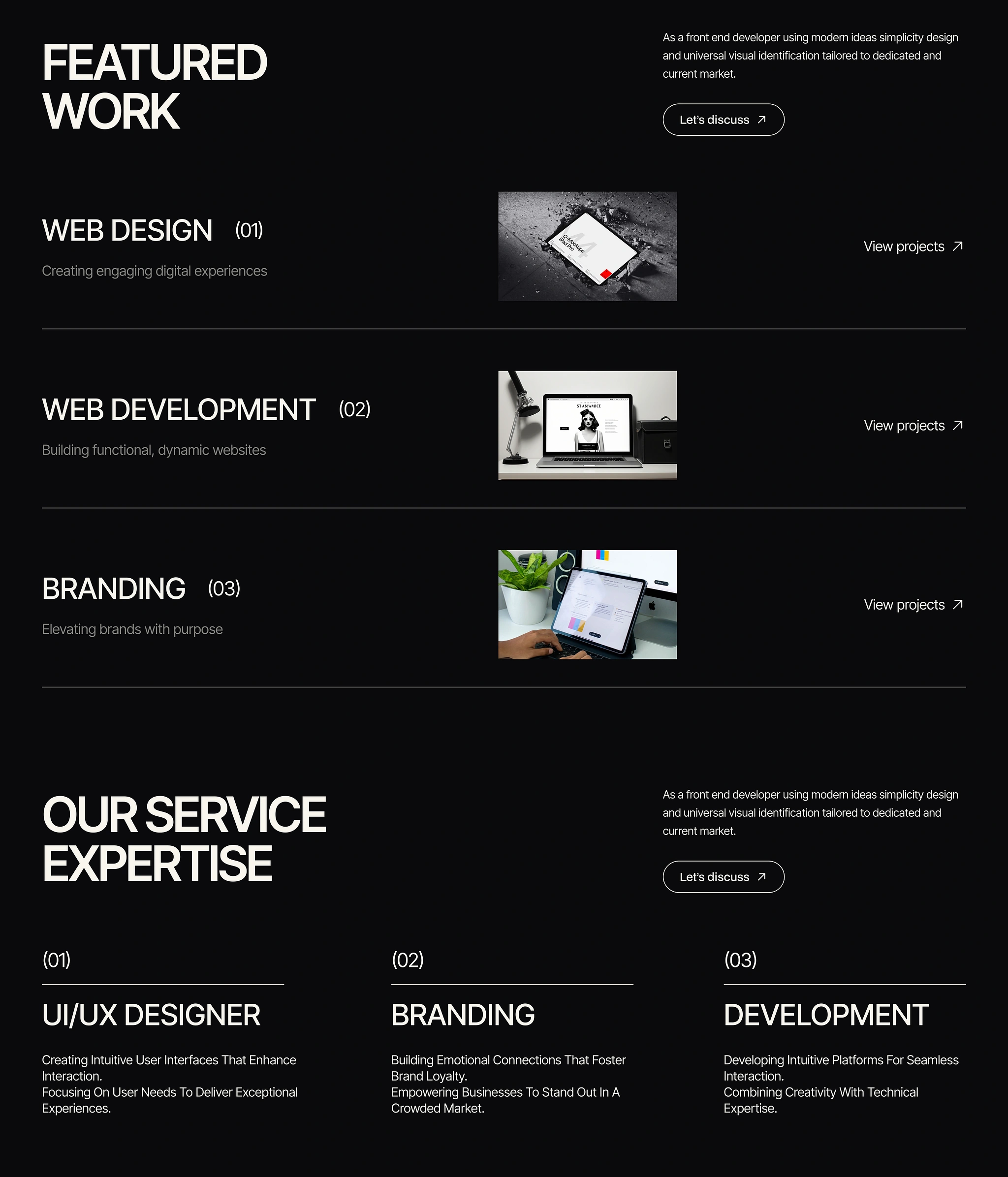 Portfolio services showcase